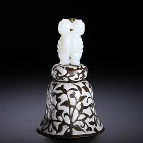 A WHITE JADE INLAID BELL