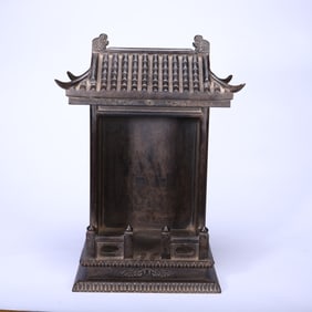 A CARVED ROSEWOOD ZITAN BUDDHIST SHRINE