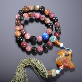 A TOURMALINE PRAYER BEADS SHOUCHUAN