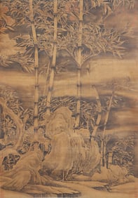 A CHINESE PAINTING OF BAMBOO AND ROCK SIGNED XUXI