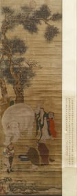 A CHINESE PAINTING OF WHITE ELEPHANT SIGNED DING YUNPENG