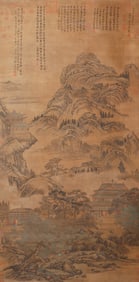 A CHINESE PAINTING OF PAVILIONS SIGNED HUANG GONGWANG