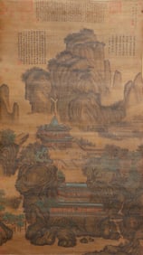 A CHINESE PAINTING OF PAVILION SIGNED WANG MENG