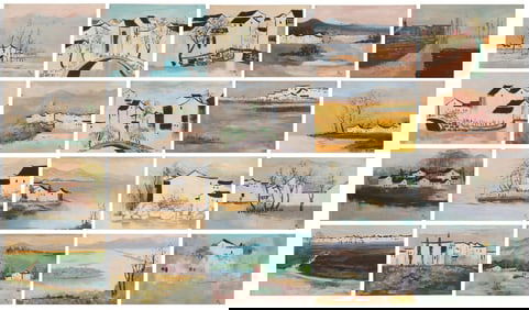 A COLLECTION OF CHINESE PAINTINGS OF WATER VILLAGE SIGNED WU GUANZHONG