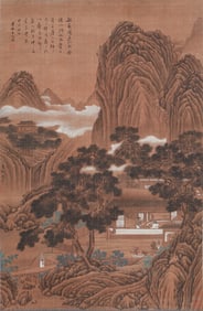 A CHINESE PAINTING OF SERENE STUDIO SIGNED ZHOUCHEN