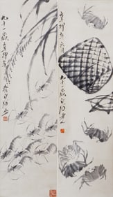 A CHINESE PAINTING OF SHRIMPS GROUP