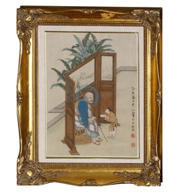 A CHINESE PAINTING OF LUOHAN SIGNED CHEN XIAOCUI