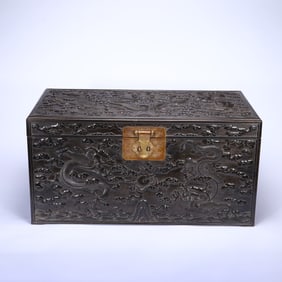 A CARVED ROSEWOOD ZITAN DRAGON BOX