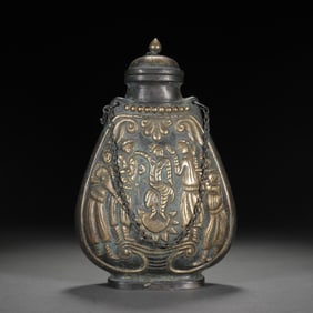 A SILVER FIGURAL STORY EWER BIANHU