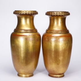 PAIR BRONZE-GILT BALUSTER VASES