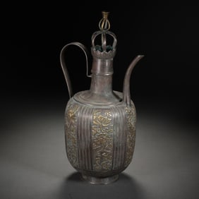 A SILVER PEONY KETTLE