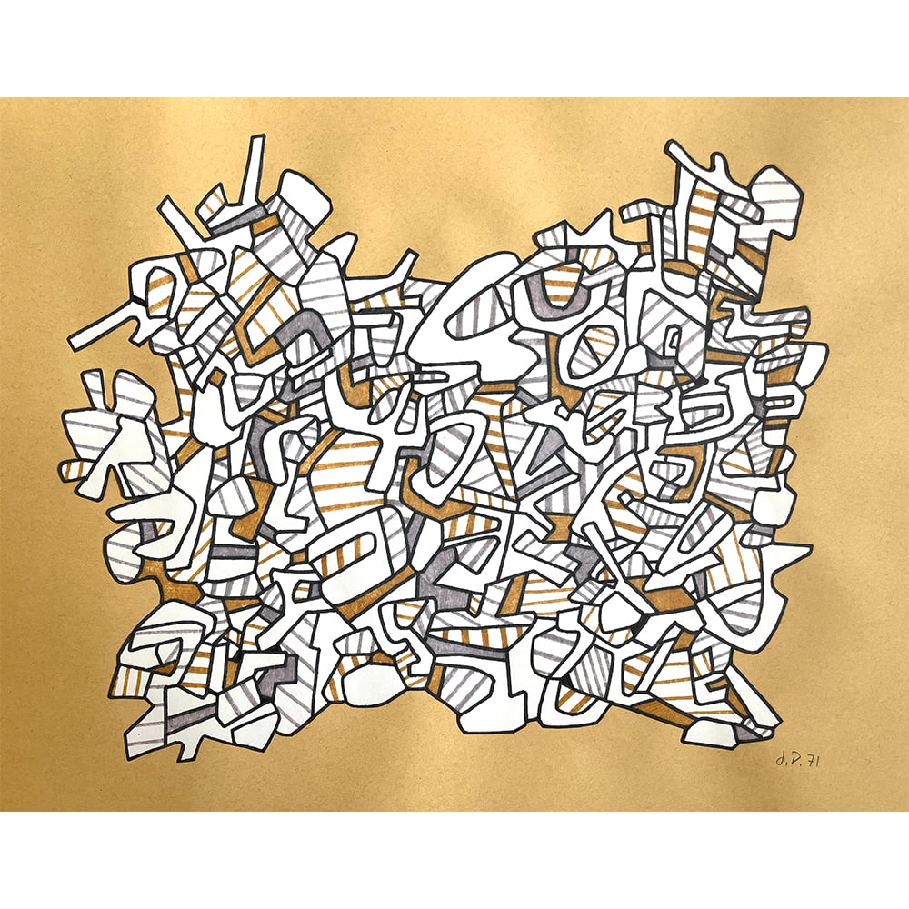 MASSIF HÉROIQUE (DÉCOR DE FOND) SIGNED JEAN DUBUFFET: MASSIF HÉROIQUE (DÉCOR DE FOND) SIGNED JEAN DUBUFFET Felt-tip pen and paper collage on paper. Signed with the artist's initials and dated 'J.D. 71' (lower right) Dimension: Image only: 53.9×38.9 cm