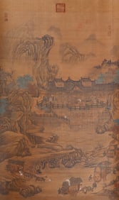 A CHINESE PAINTING OF FIGURAL STORY SIGNED ZHANG ZEDUAN