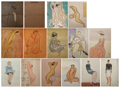 A GROUP OF CHINESE PAINTINGS OF BEAUTIES SIGNED SANYU
