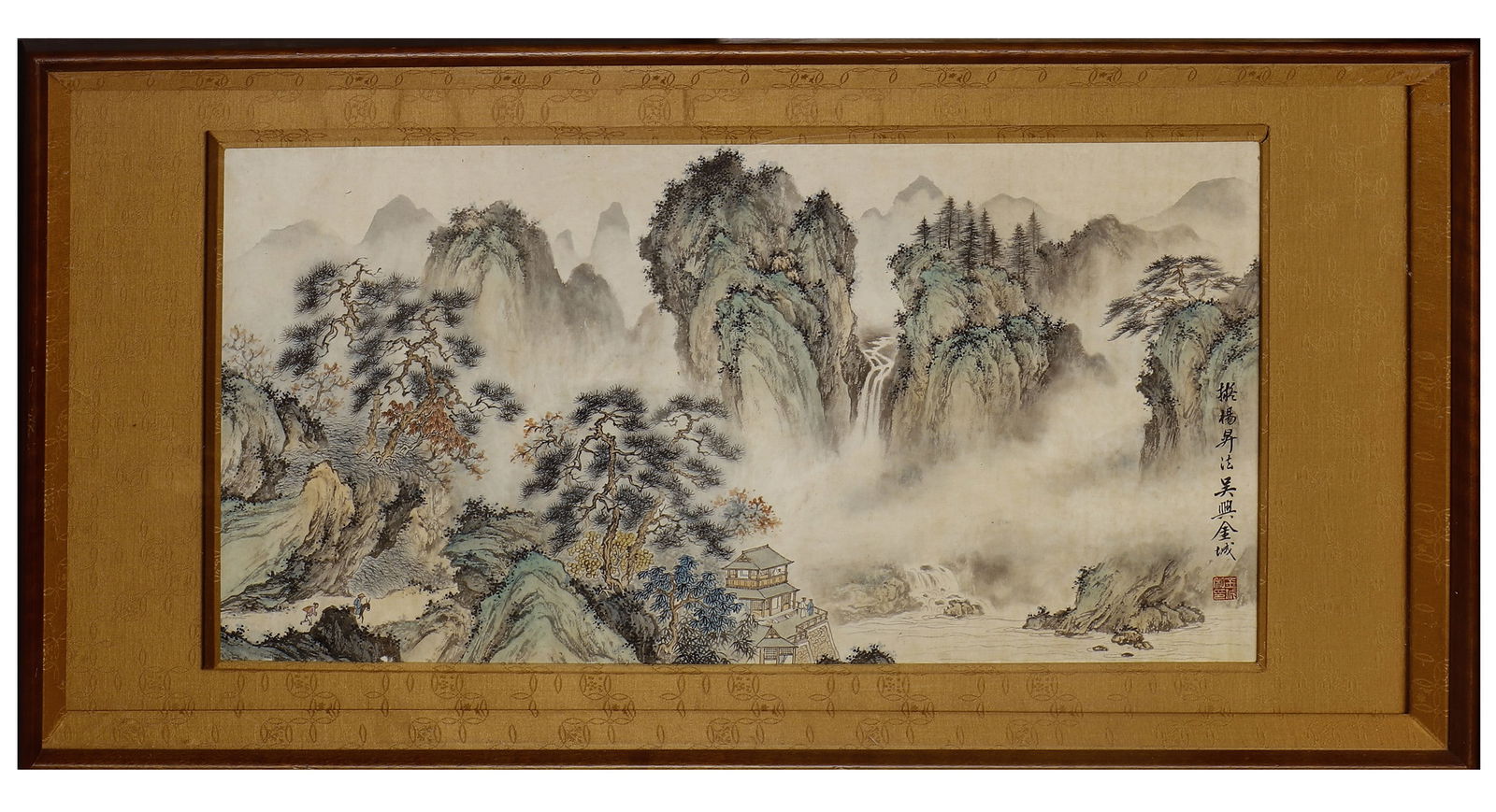 A CHINESE PAINTING OF OVERLOOKING LANDSCAPE SIGNED JINCHENG (1 of 4)
