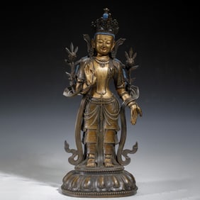 A SINO-TIBETAN BRONZE STANDING BODHISATTVA