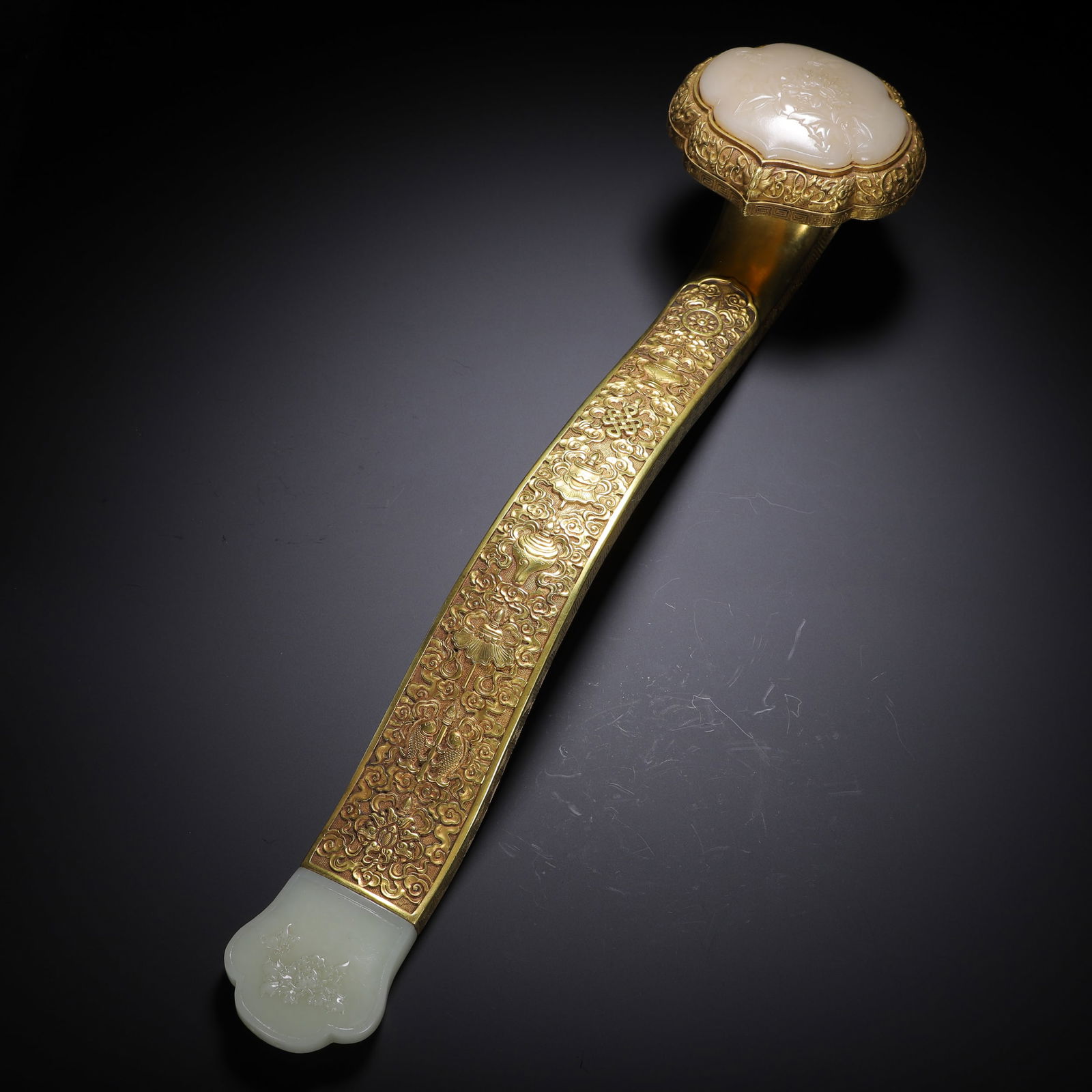 Chinese White Jade Ruyi Scepter
