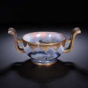 A CARVED AGATE CENSER WITH COVER