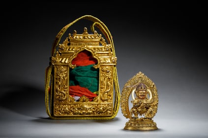 A SINO-TIBETAN BRONZE-GILT FIGURE OF PANJARNATA MAHAKALA