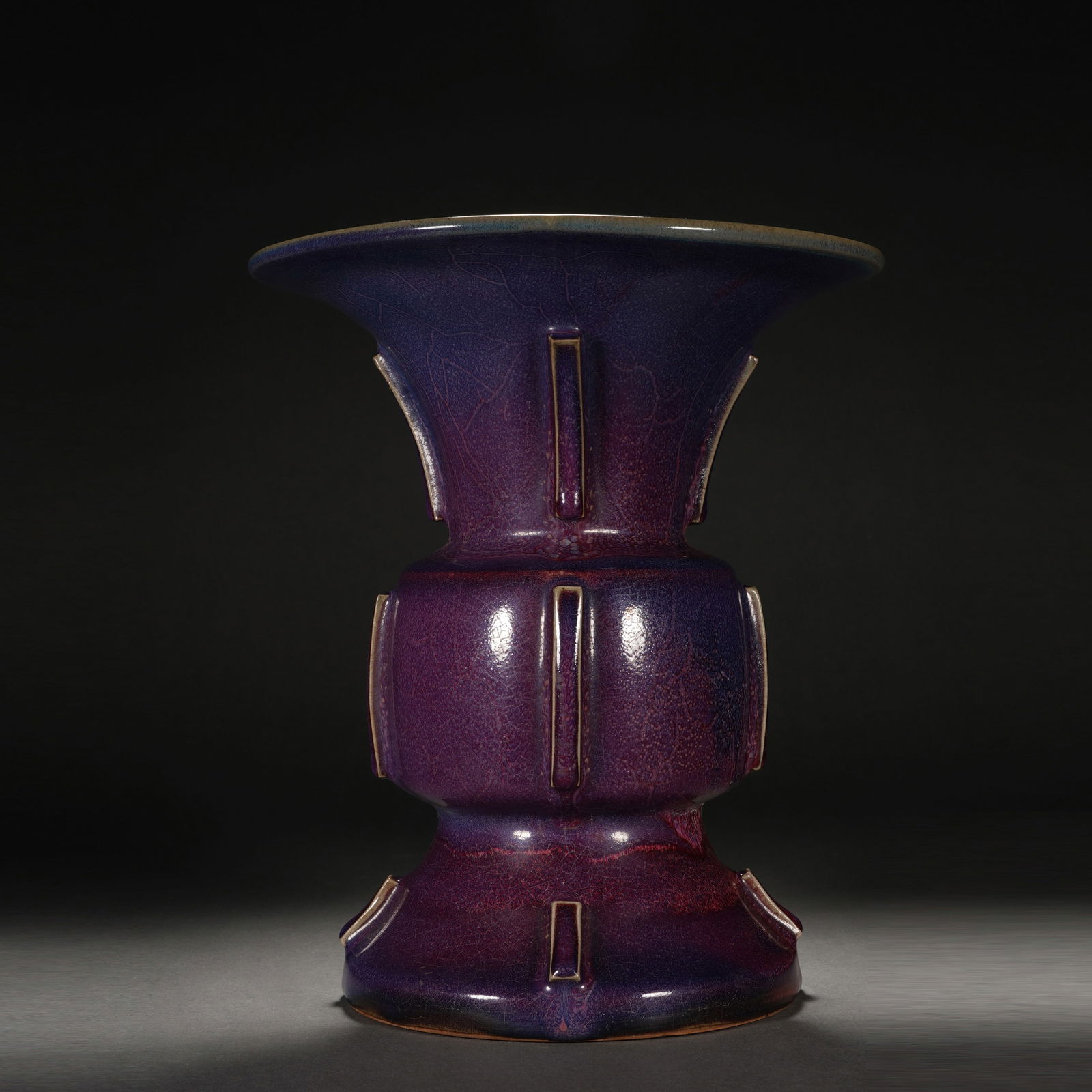 AN AUBERGINE GLAZE BEAKER VASE GU (1 of 9)