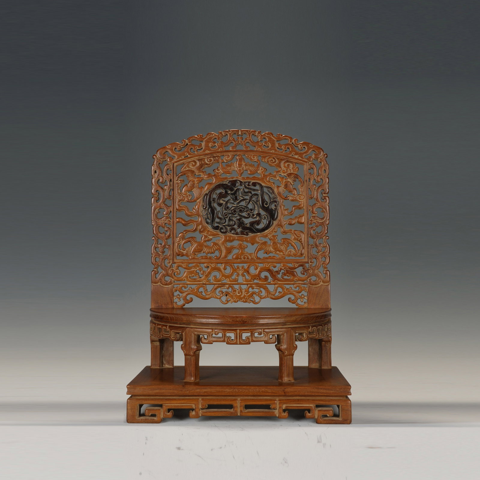A CARVED ROSEWOOD ZITAN INLAID BOXWOOD HUANGYANGMU TABLE SCREEN (1 of 12)