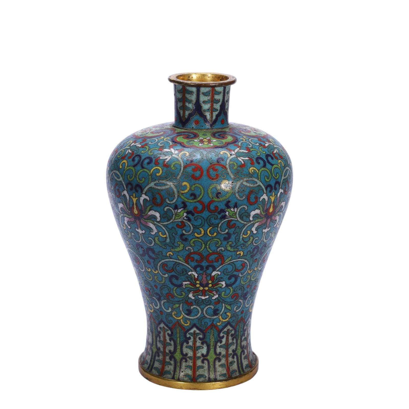 A CLOISONNE ENAMEL VASE MEIPING (1 of 9)