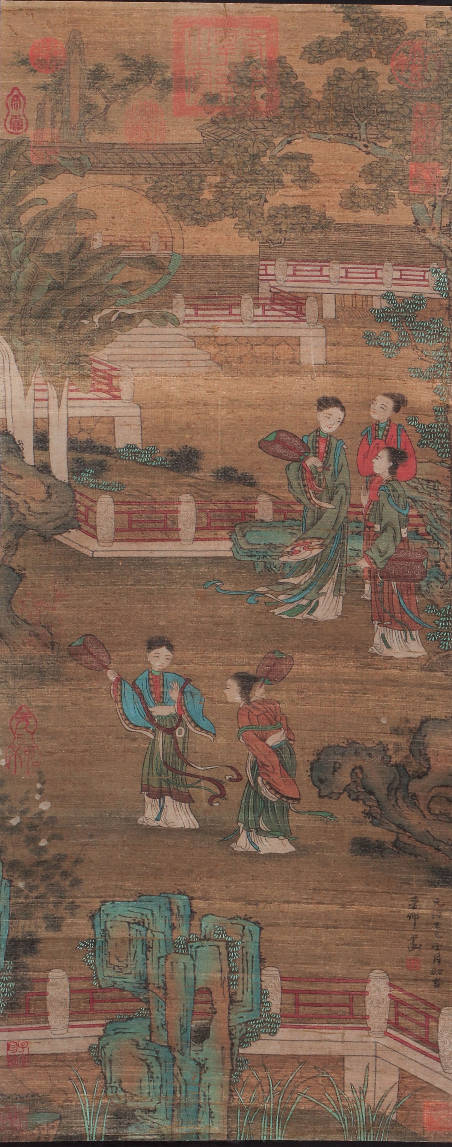 A CHINESE PAINTING OF FIGURAL STORY SIGNED WANGSHEN (1 of 6)