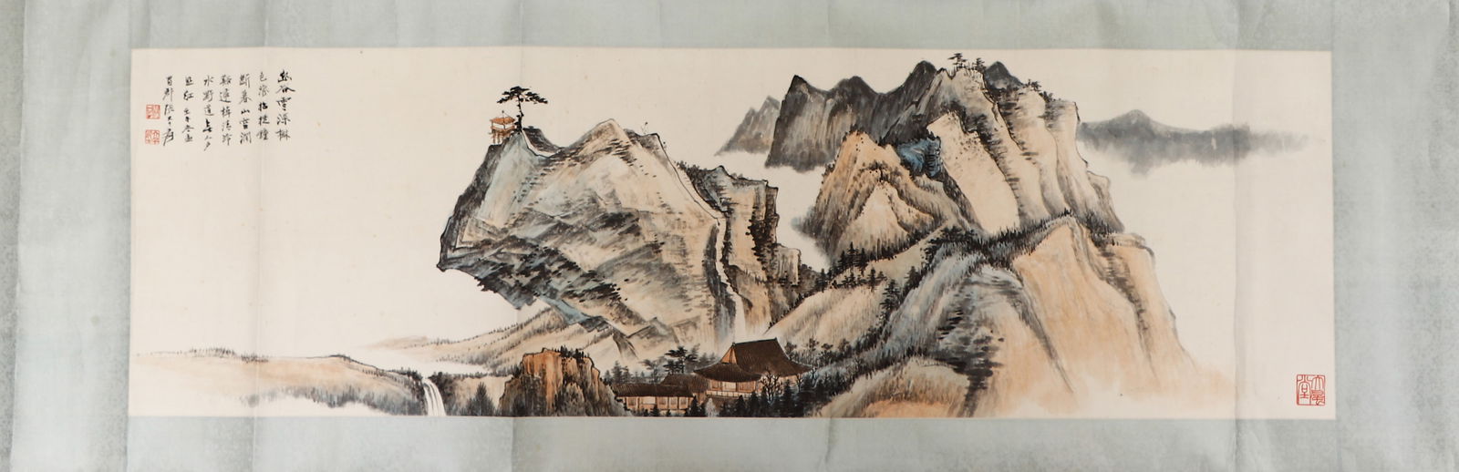 A CHINESE PAINTING OF MOUNTAIN CLIFF SIGNED ZHANG DAQIAN (1 of 4)