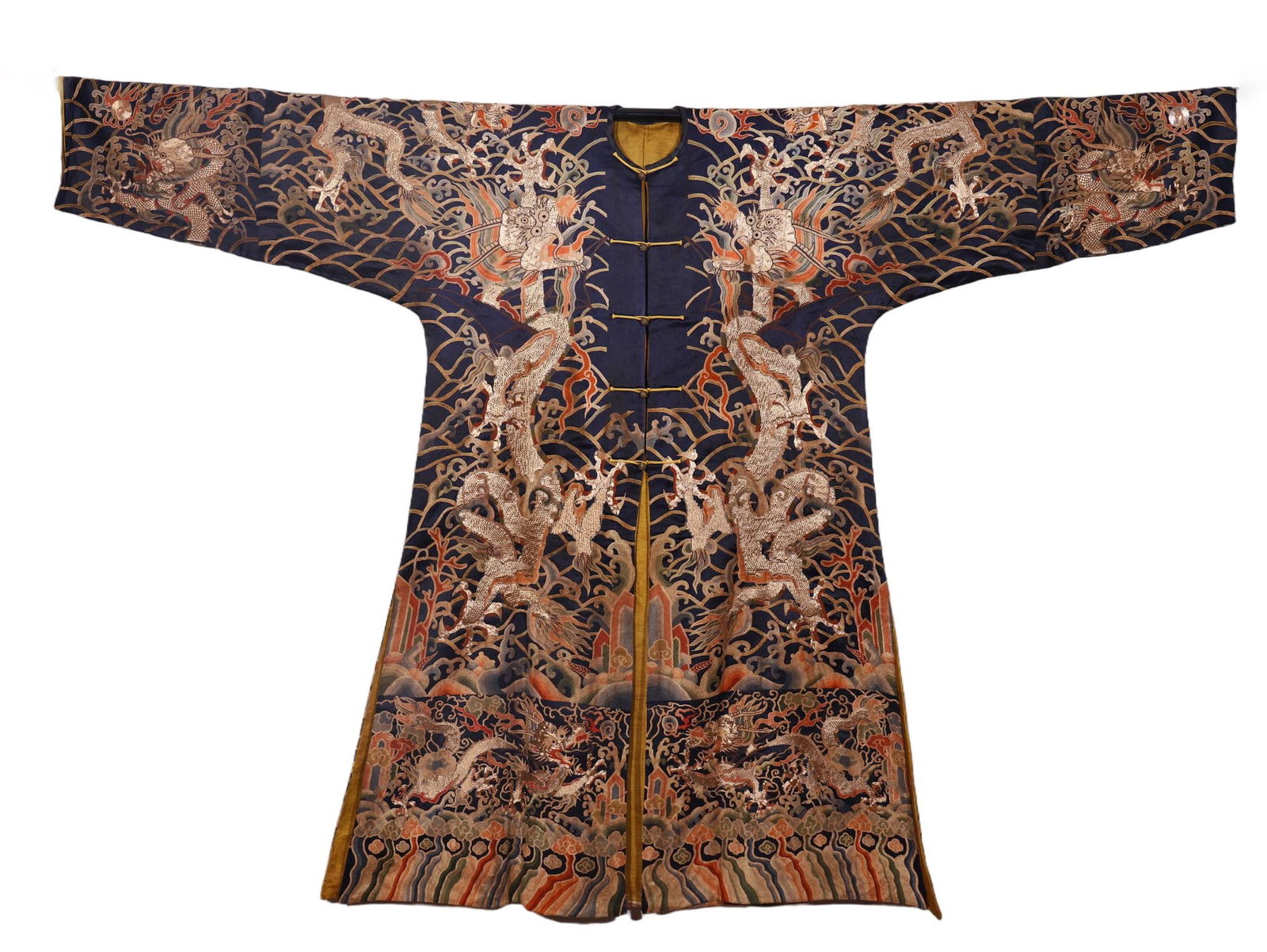 A CHINESE EMBROIDERED DRAGON ROBE (1 of 9)