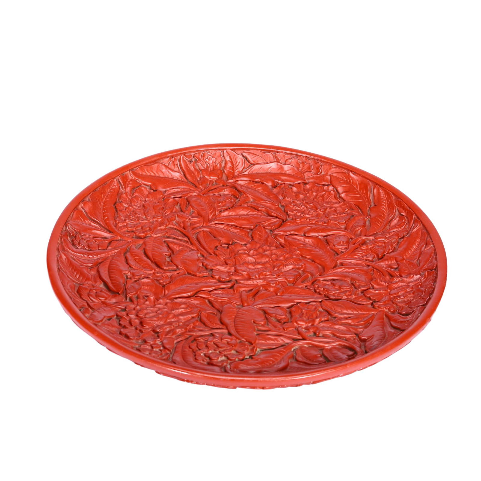 A CARVED CINNABAR LACQUER PLATE (1 of 9)