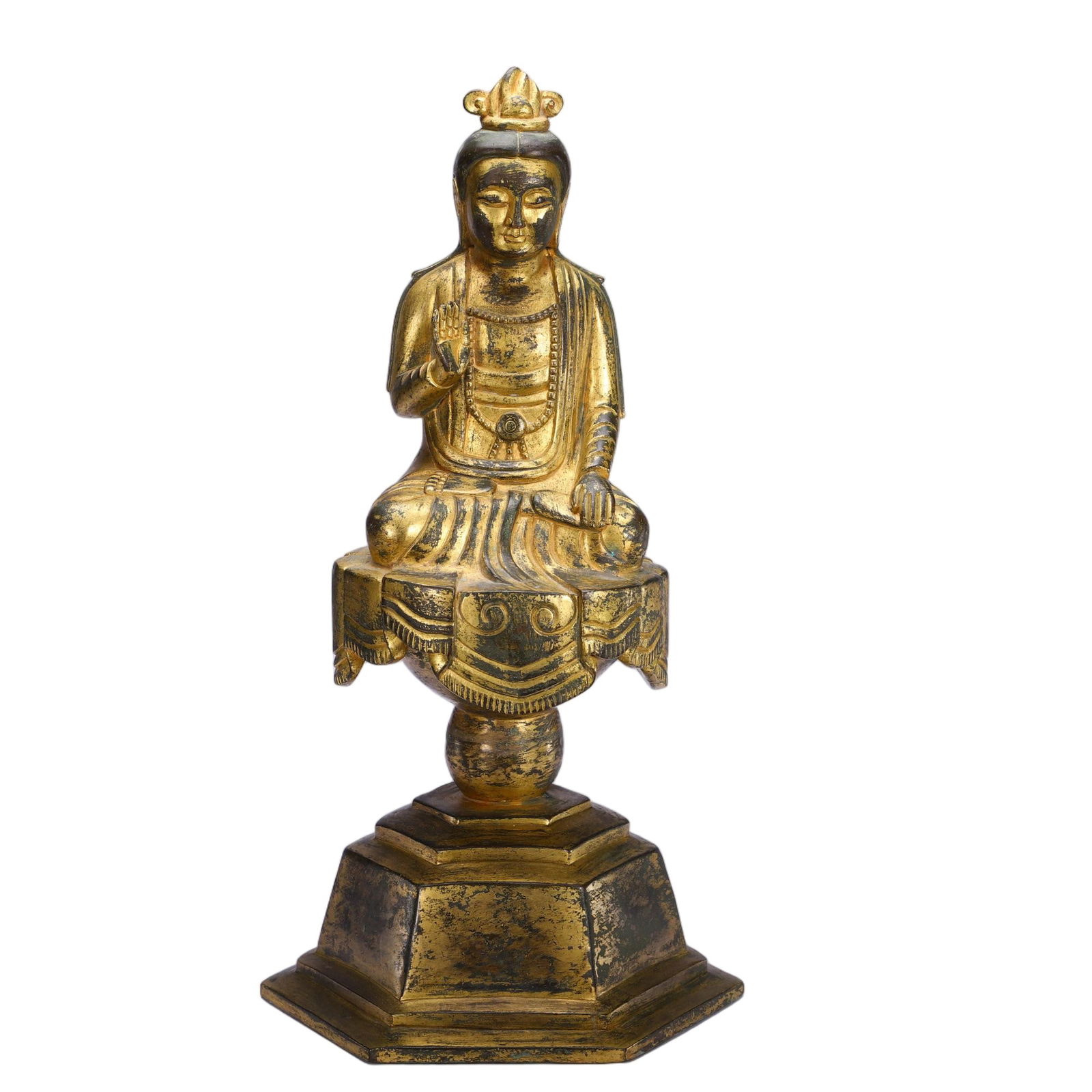 A BRONZE-GILT SEATED IMMORTAL (1 of 9)