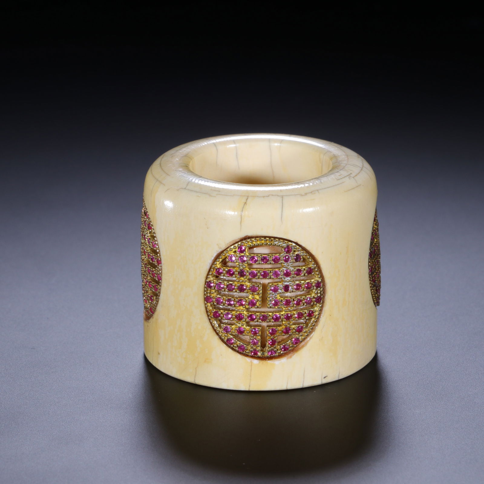 A HARDSTONES INLAID ORGANIC GEM ARCHER RING (1 of 6)