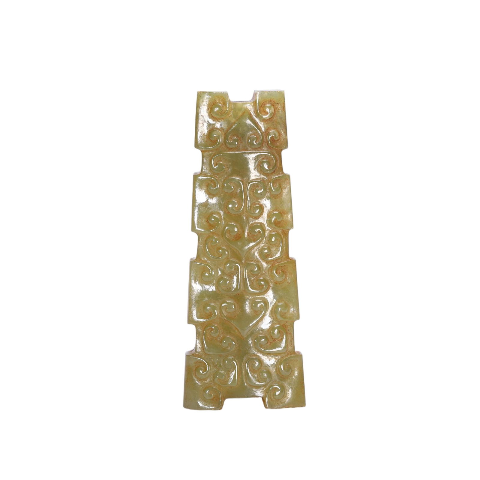 A CHINESE ARCHAISTIC CARVED JADE ORNAMENT (1 of 9)