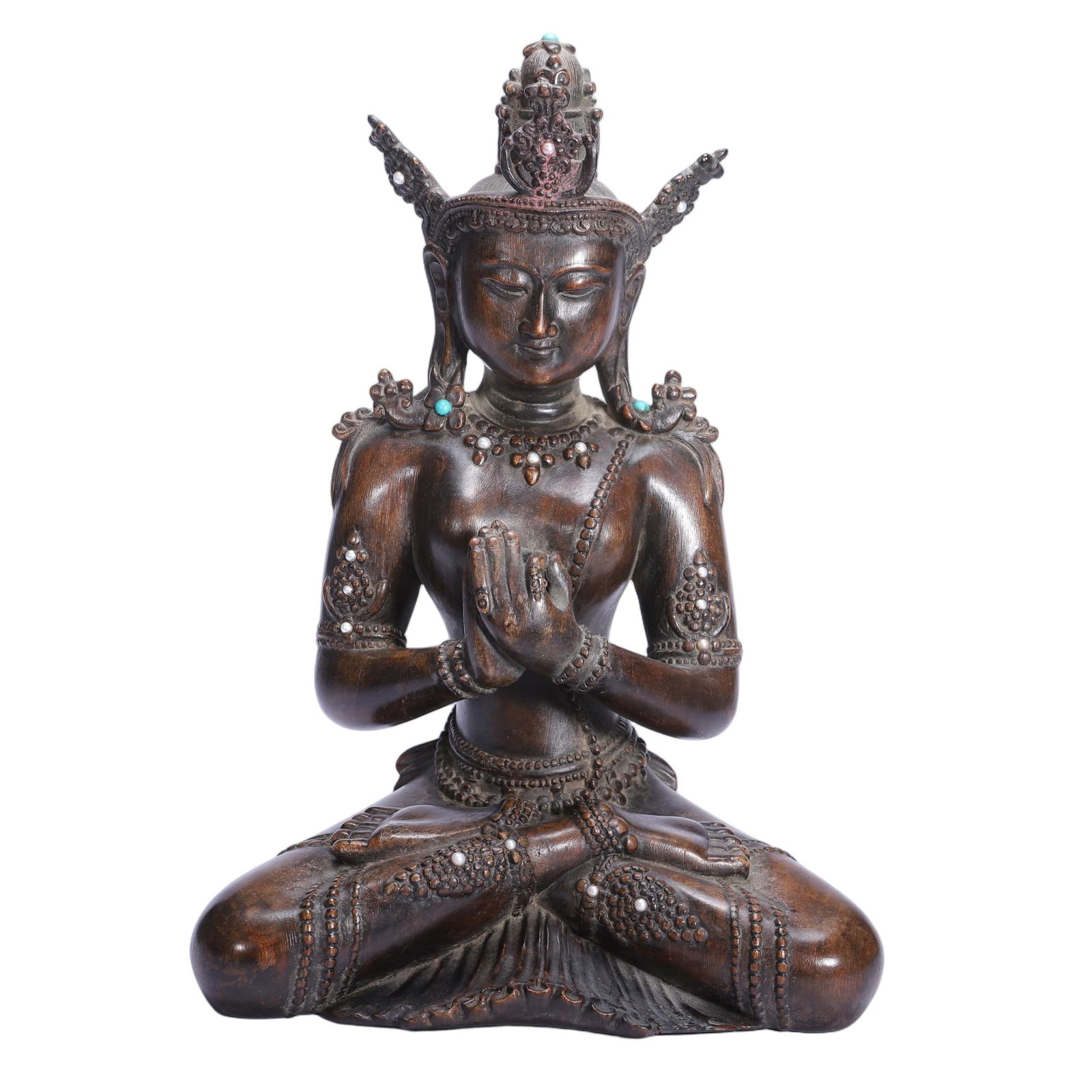 A CARVED ALOESWOOD CHENXIANG SEATED BODHISATTVA (1 of 9)