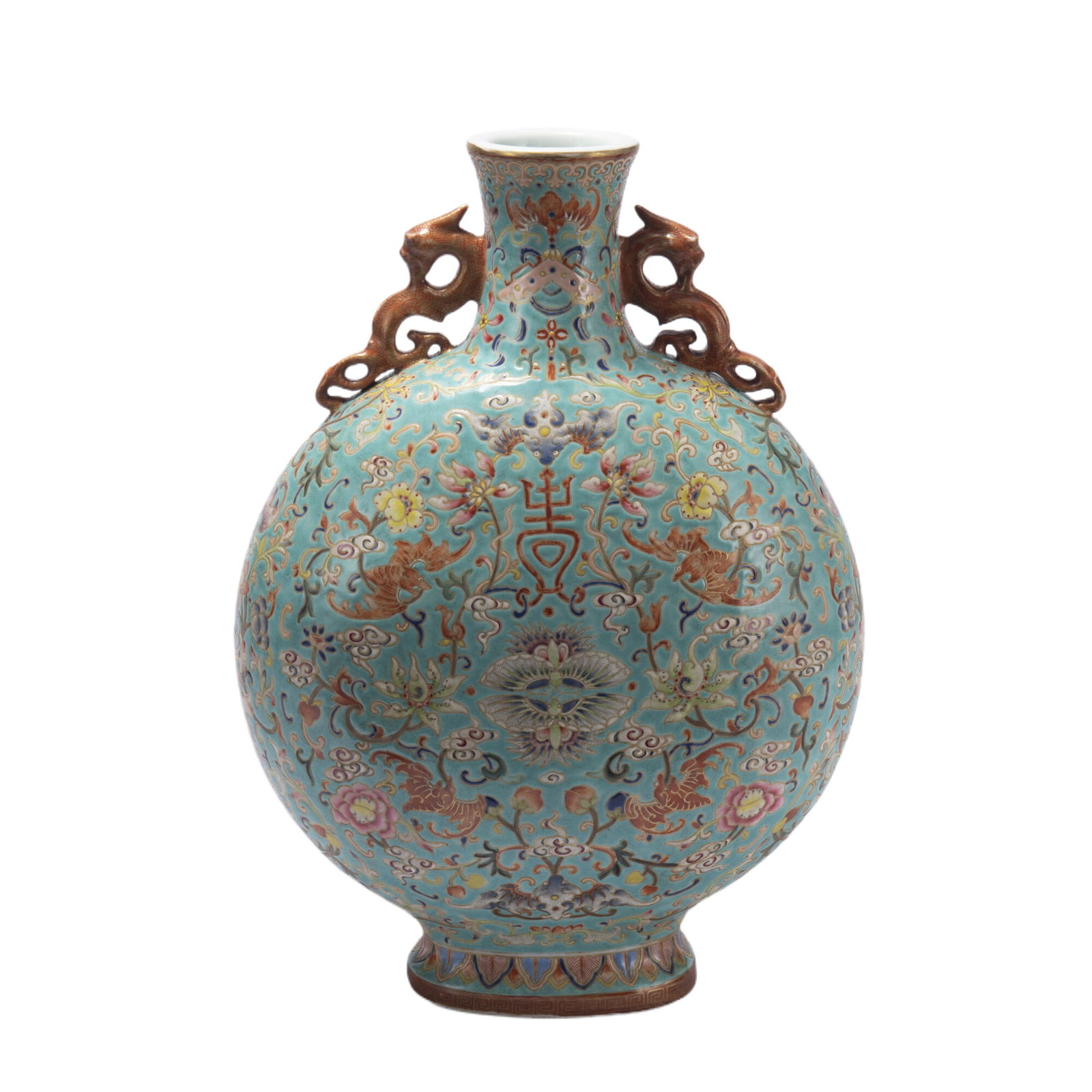 A FAMILLE ROSE PORCELAIN FLASK MOON VASE (1 of 10)