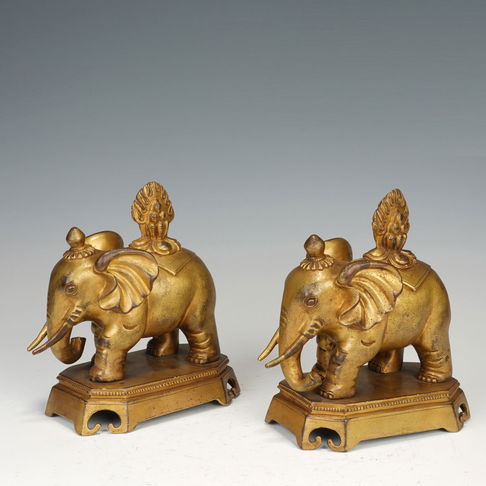 PAIR BRONZE-GILT ELEPHANT DECORATIONS (1 of 9)