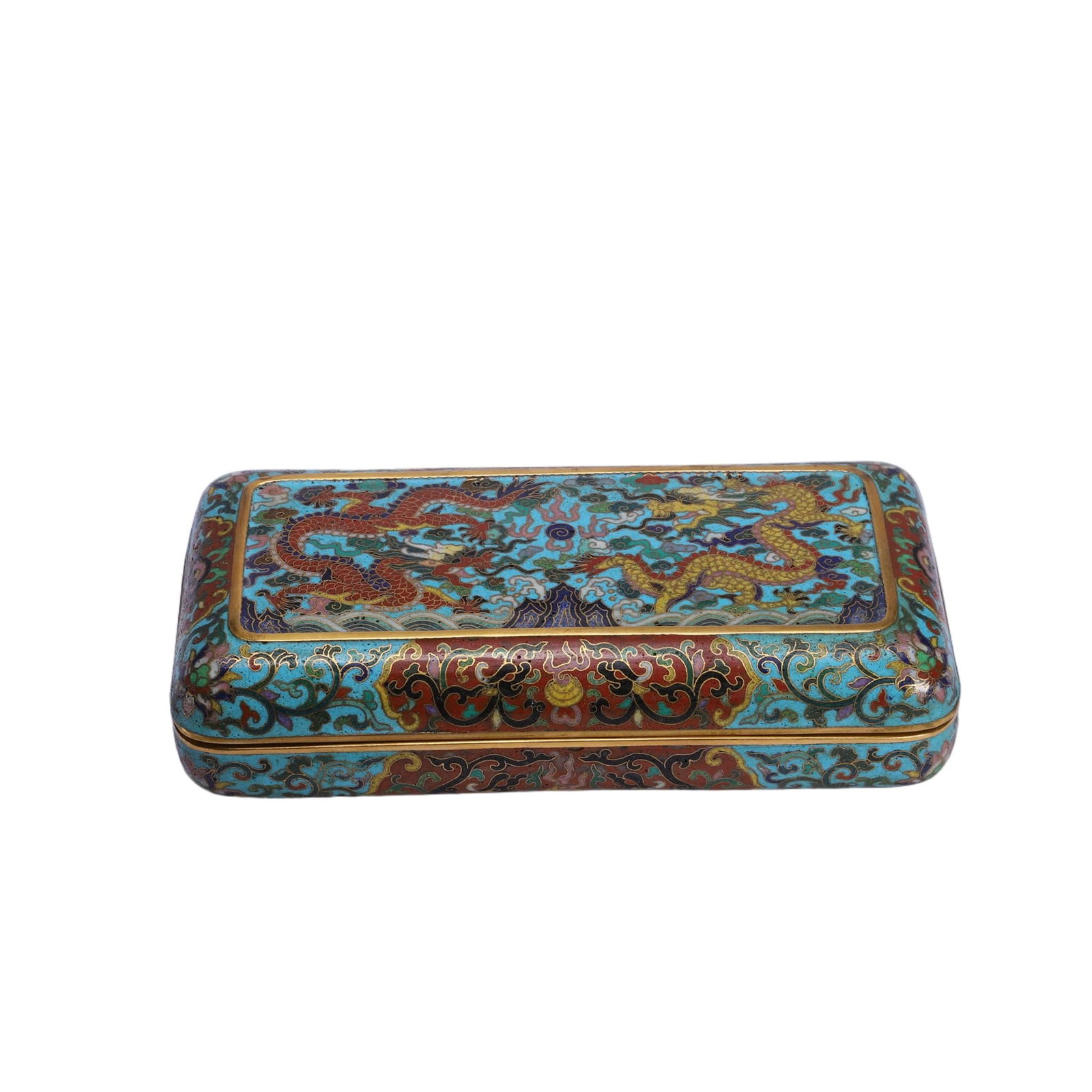 A CLOISONNE ENAMEL BOX WITH COVER (1 of 9)