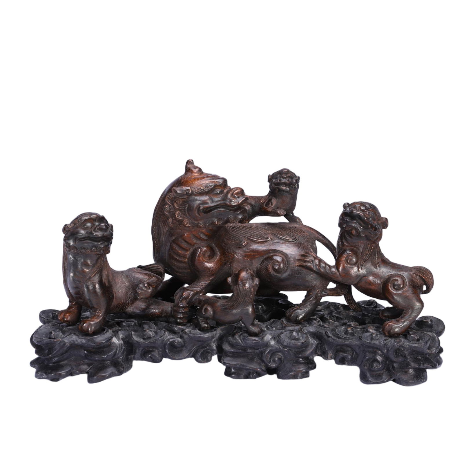 A CARVED ALOESWOOD CHENXIANG BEASTS GROUP (1 of 9)