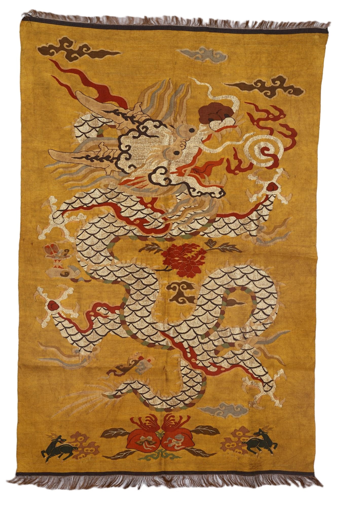 A CHINESE KESI EMBROIDERED DRAGON HANGING PANEL (1 of 9)