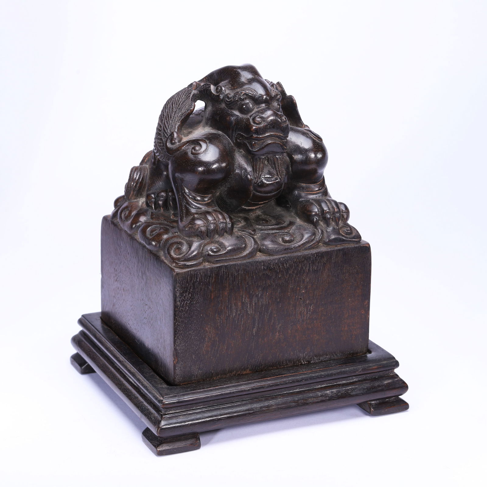 A CARVED ALOESWOOD CHENXIANG BEAST SEAL (1 of 9)