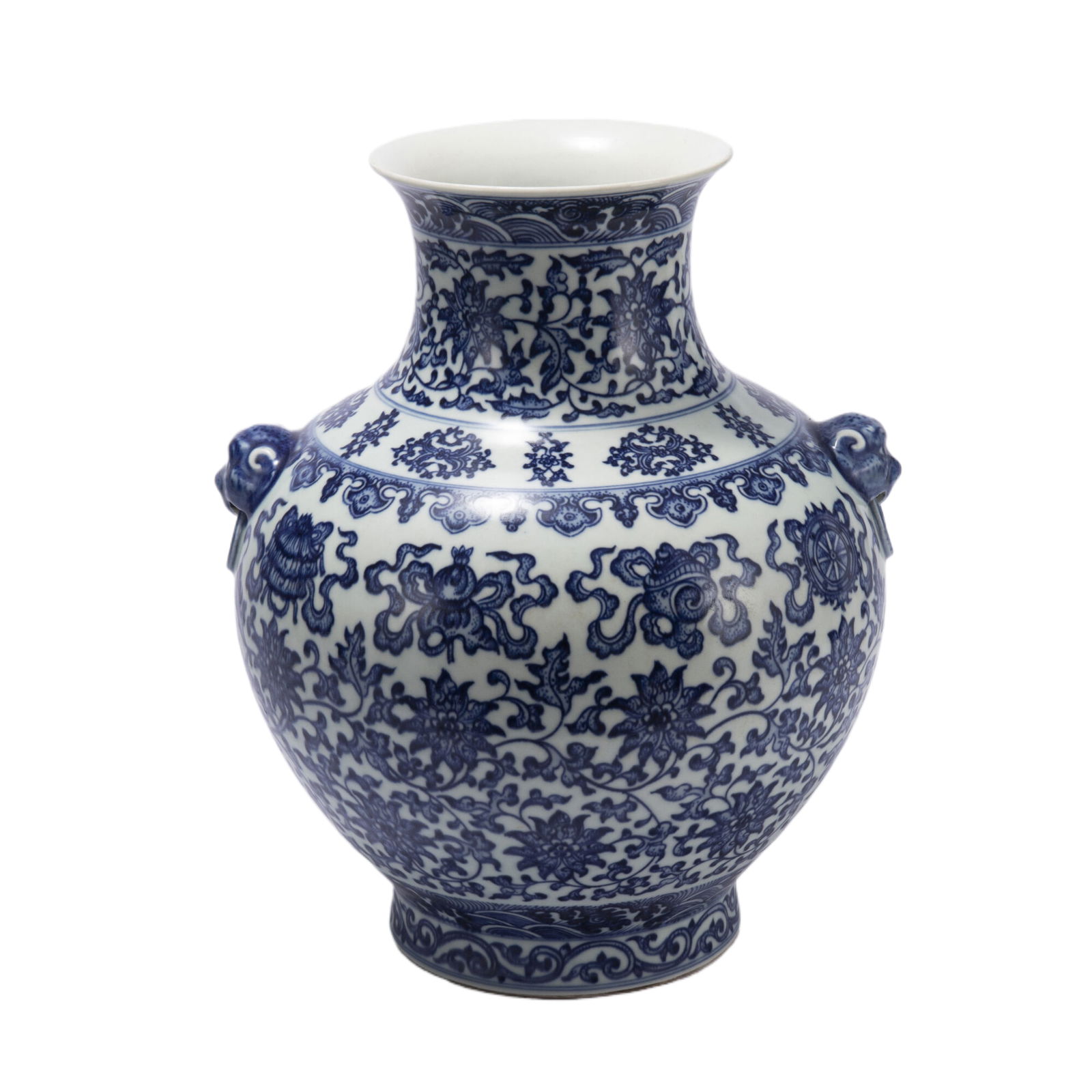A CHINESE BLUE AND WHITE PORCELAIN DOUBLE EARS VASE (1 of 12)