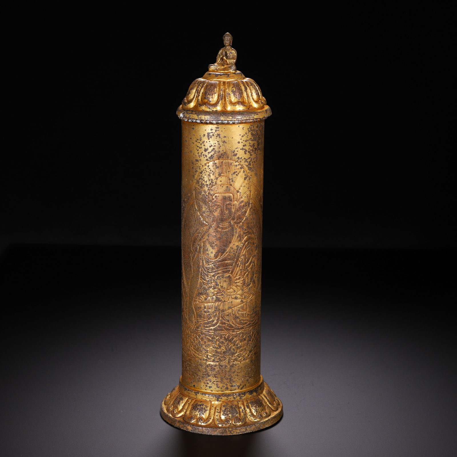 A BRONZE-GILT BUDDHIST SUTRA CASE WITH COVER (1 of 9)