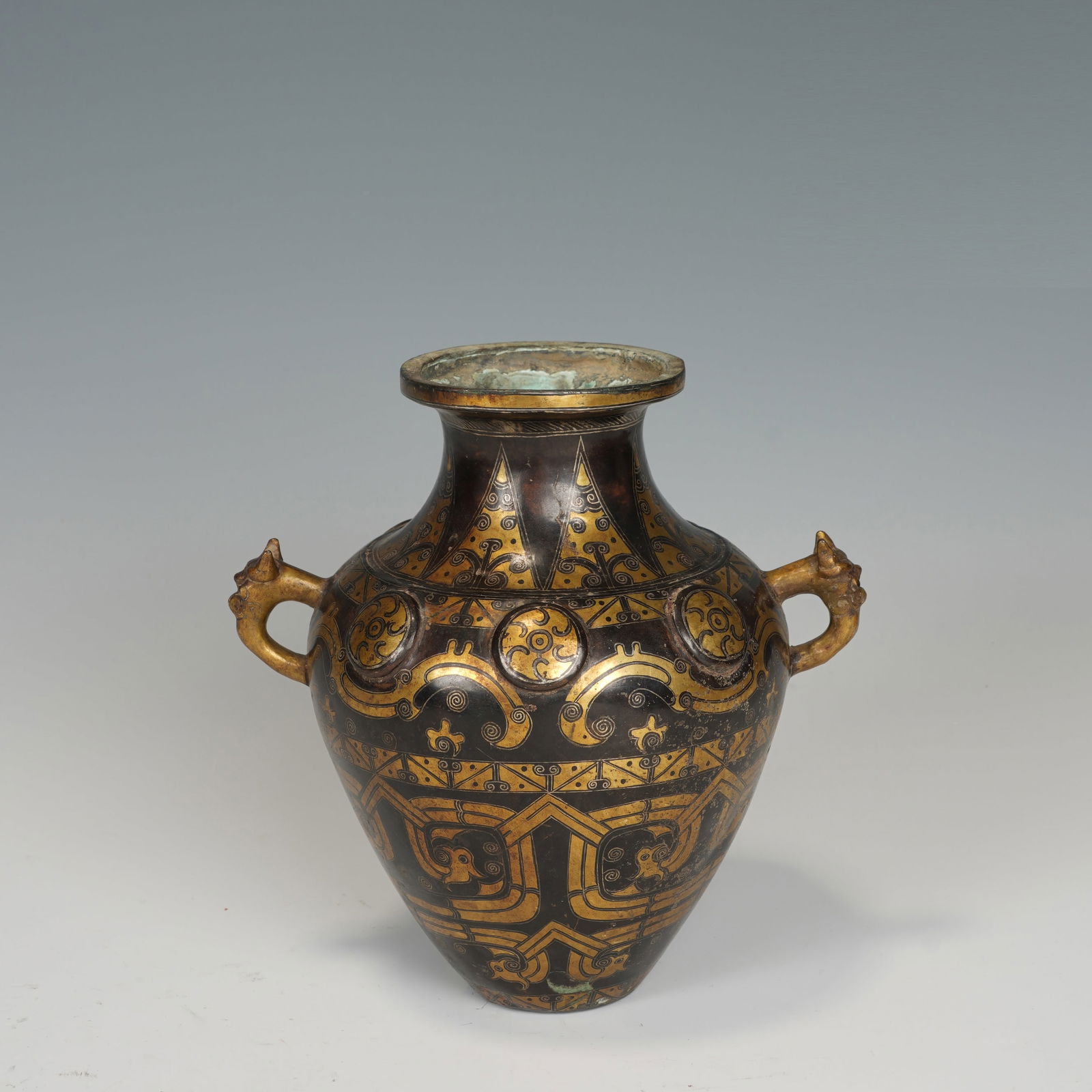 A GOLD AND SILVER INLAID BRONZE ZUN VASE (1 of 9)