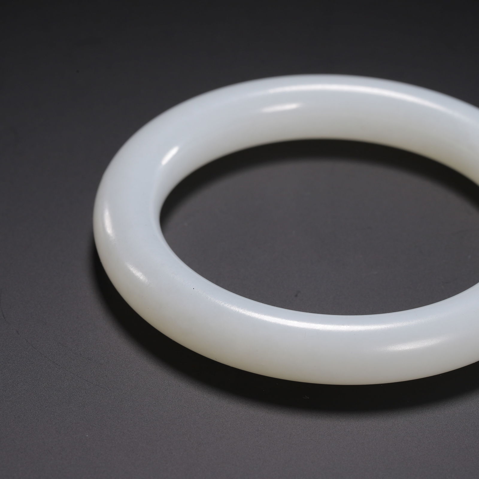 A WHITE JADE BANGLE - 5