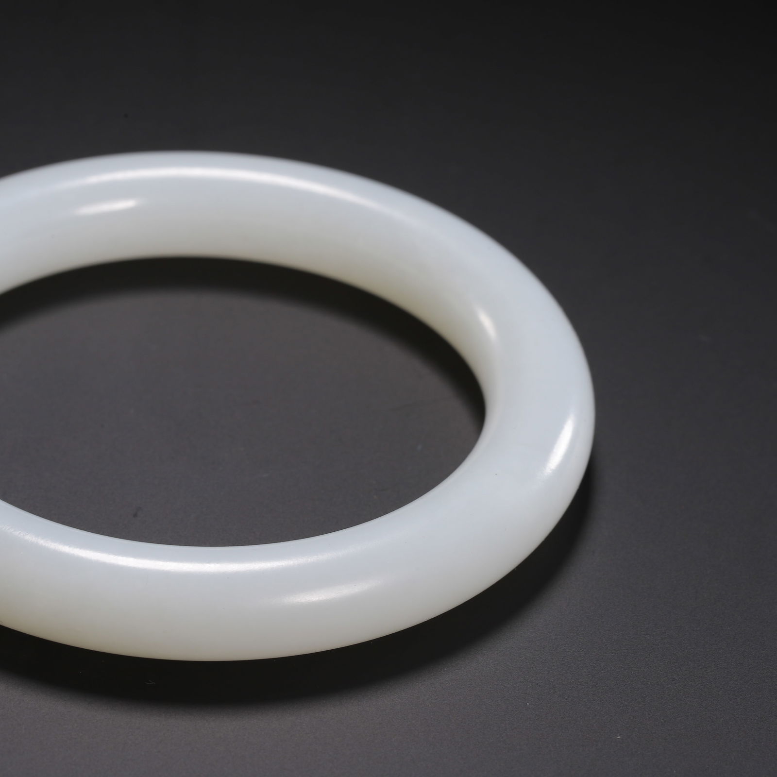 A WHITE JADE BANGLE - 6