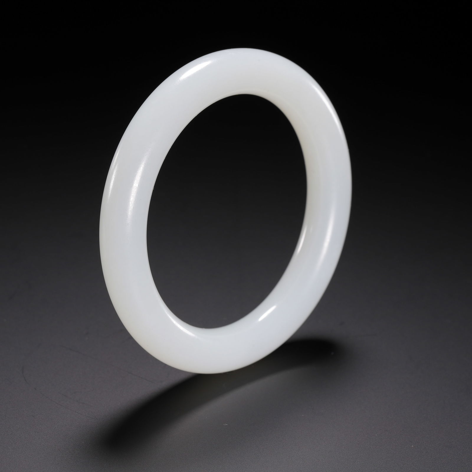 A WHITE JADE BANGLE - 8