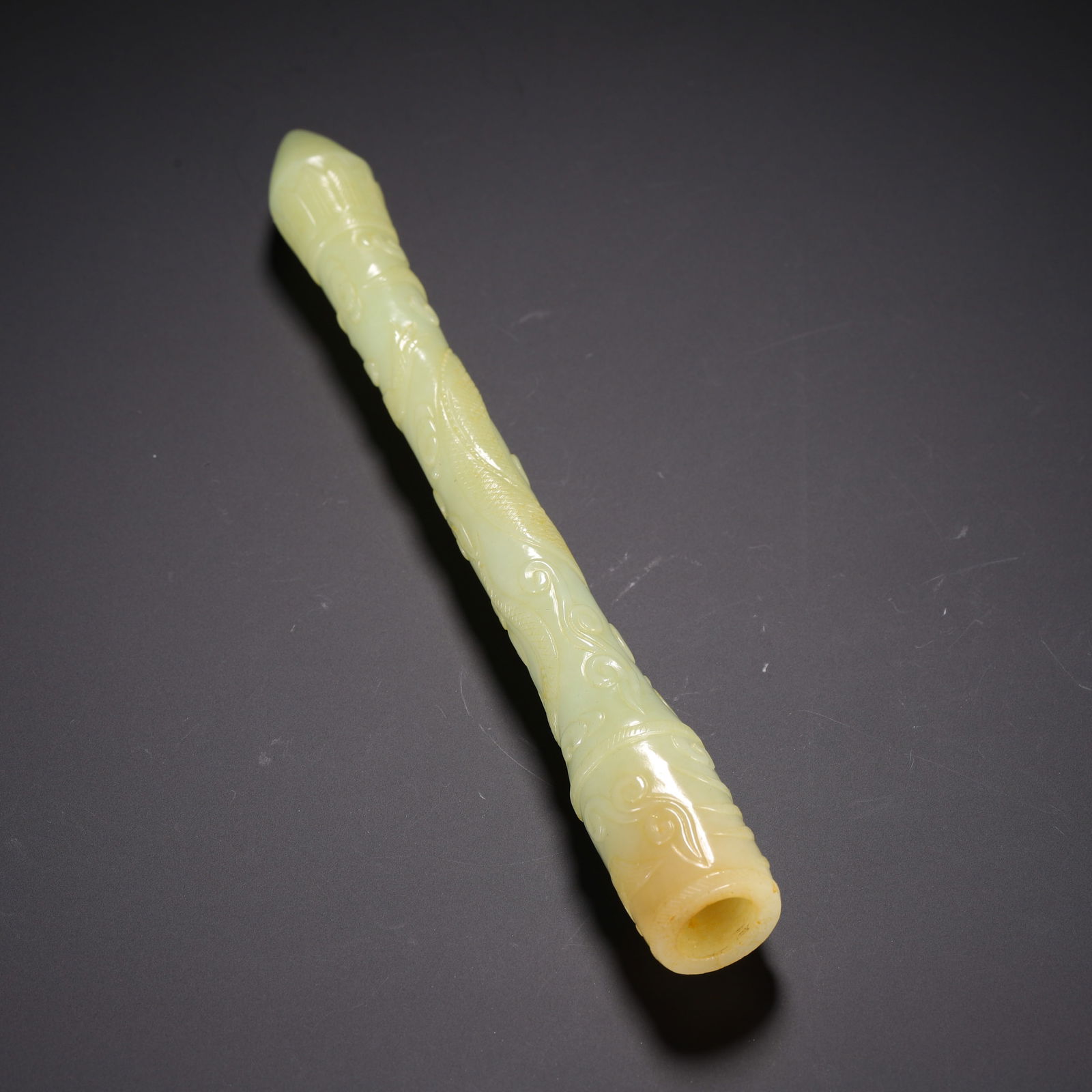 A YELLOW JADE BRUSH HANDLE (1 of 12)