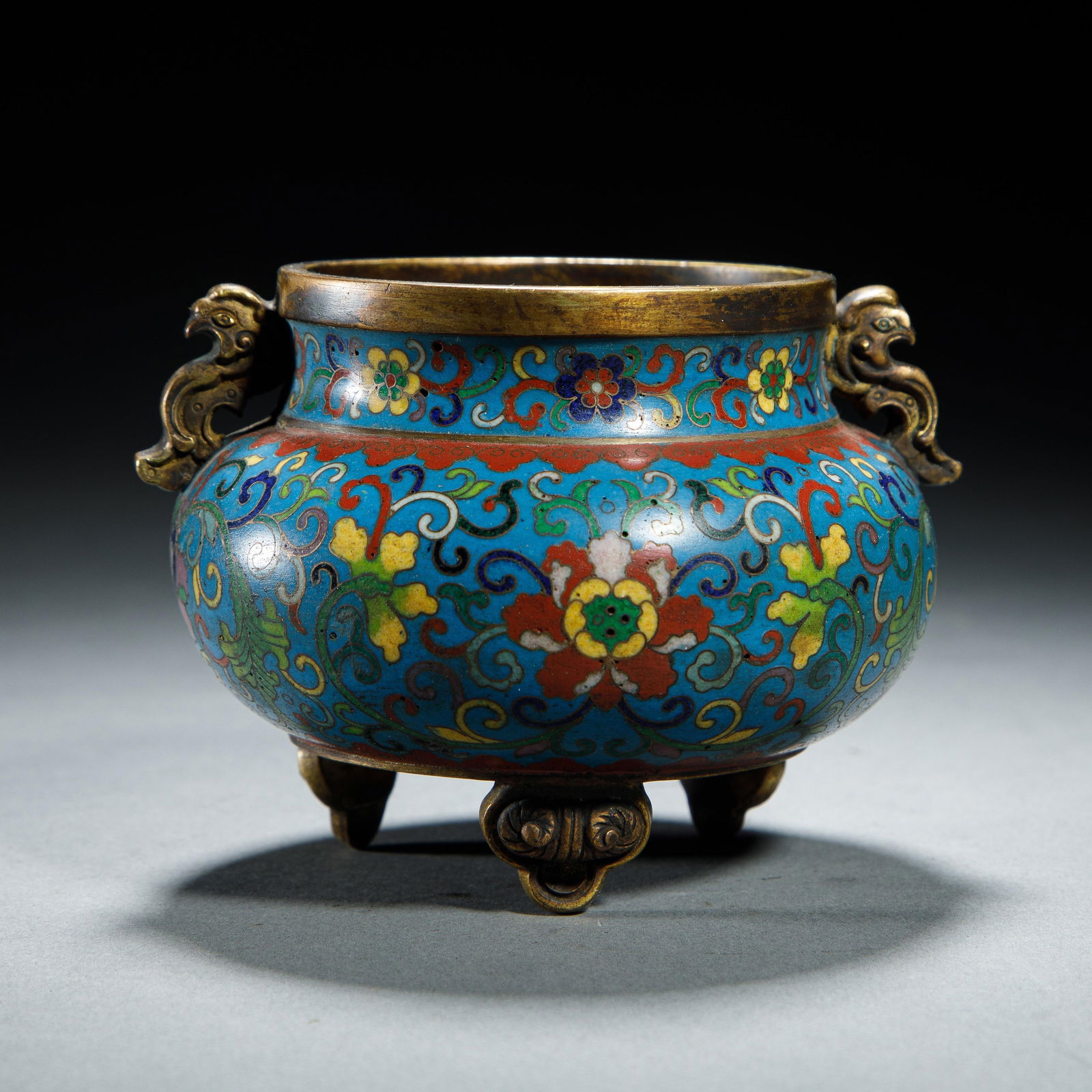 A CLOISONNE ENAMEL TRIPOD CENSER (1 of 5)