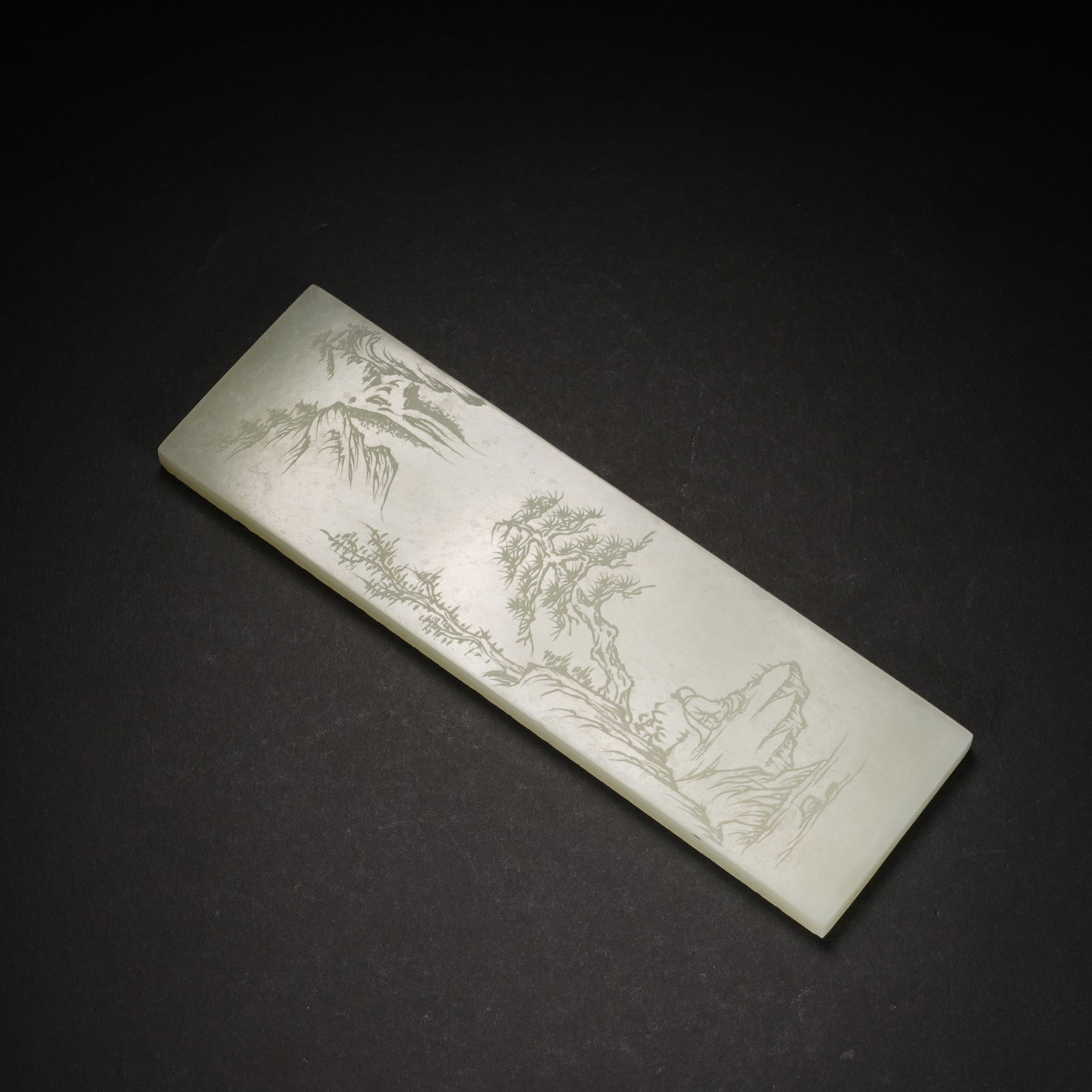 A CARVED WHITE JADE PLAQUE (1 of 8)