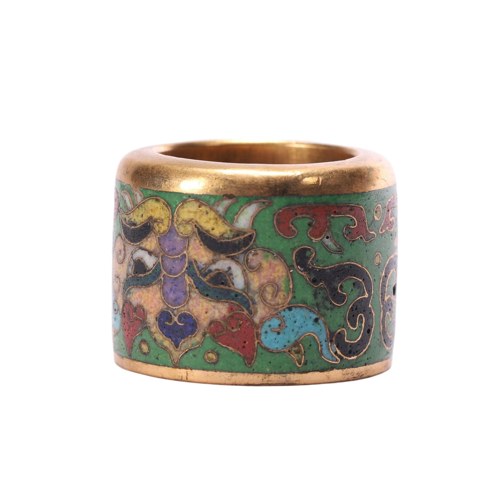 A CHINESE CLOISONNÉ ENAMEL ARCHER'S RING (1 of 5)